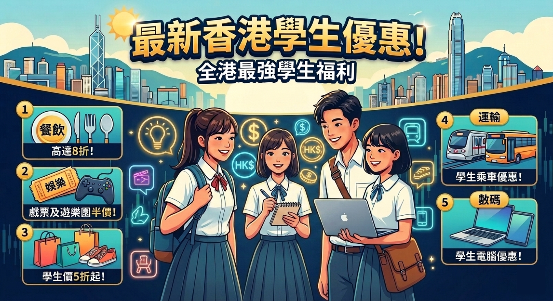 【2026香港學生優惠全攻略】交通、電子產品到吃喝玩樂