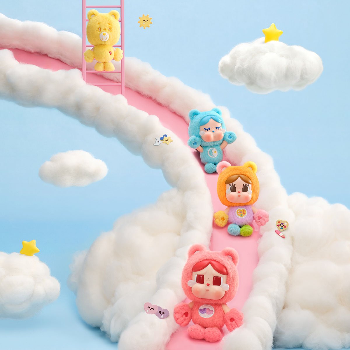 CRYBABY x Care Bears聯名毛絨掛件角色主視覺