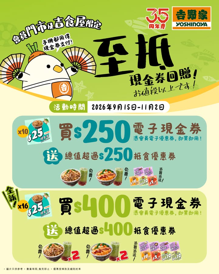 買 $400禮遇加倍送$400，各位吉友注意。