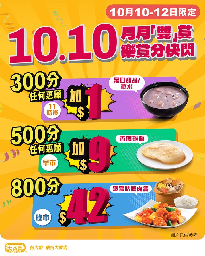 $1換糖水、$9換雞胸、$42歎咕嚕肉套餐。