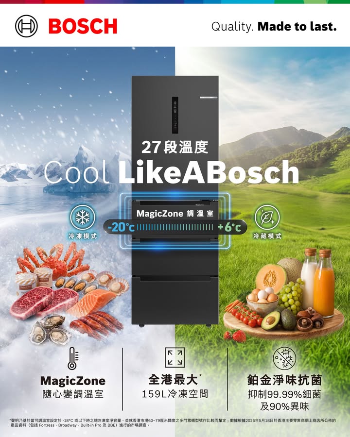 【Bosch全新65cm多門變溫雪櫃✨